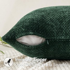 MIULEE Pack of 2 Christmas Green Decorative Pillow Covers 20x20 Inch Soft Chenille Couch Throw Pillows Farmhouse Cushion Covers for Home Decor Sofa Bedroom Living Room