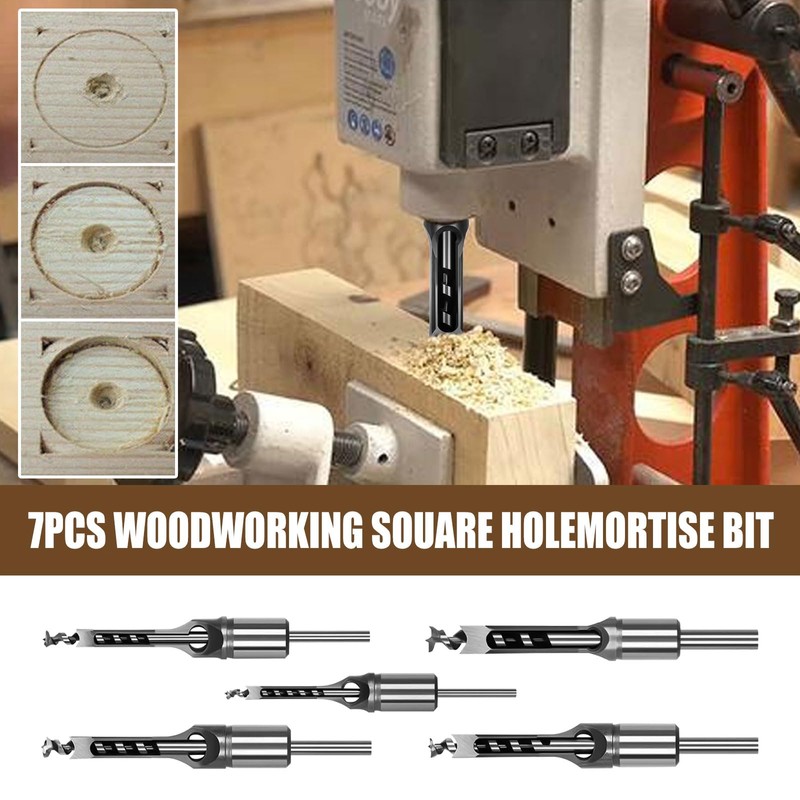 Square Hole Drill Sets, Woodworking HSS Wood Chisel Countersink Bits