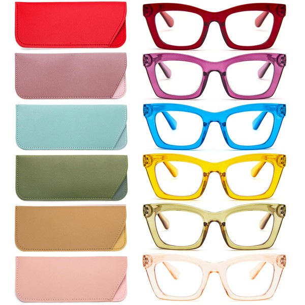 REAVEE 6 Pack Oprah Style Reading Glasses for Women Men