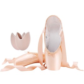 SHOLING Professional Women's Pointe Shoes for Girls with Toe Pads