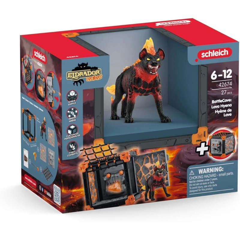 Schleich 27 Piece Lava Battle Cave Toy Figure Playset For