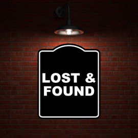 LOST & FOUND BLACK Minimalist Aluminum Composite Sign 8.5 x 10 inches
