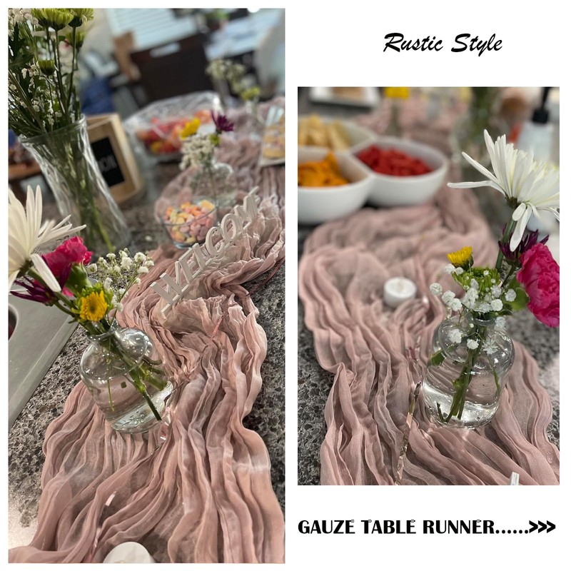 10FT 6 Pack Pink Cheesecloth Table Runner Romantic Boho Rustic