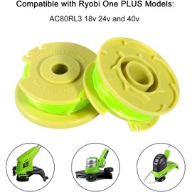 RUIITEN 16PCS Line String Trimmer Replacement Spool, Weed Eater Cap Auto Feed Cordless Trimmer String 0.08-inch 11ft Compatible with R yobi One Plus AC80RL3 18v 24v and 40v, 14 Spools + 2 Cap