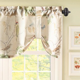 VOGOL Simple Rustic Style Tie Up Kitchen Valance Curtains Vivid Birds Design Rod Pocket Small Drapes for Bathroom, 1 Panel, 52 x 18 Inch