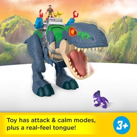Fisher-Price Imaginext Jurassic World Rebirth Dinosaur Playset, Ultimate Action Chomp T. rex 18-inch Dino Toy with Lights, Sounds, Motion & 2 3-inch Action Figures