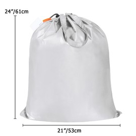 Polecasa Small Heavy Duty Laundry Bag with drawstring closure and Reinforced Handles, Easy to Carry Dirty Clothes Drawstring Bag for Travel, Camp 21”x24”, Silver