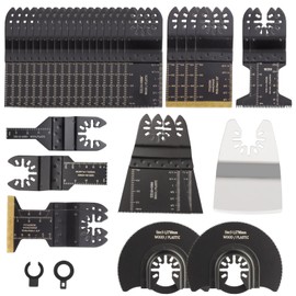 35 PCS Oscillating Saw Blades, Universal Titanium Multitool Blades fit Wood Plastics Metal, Quick Release Multi Tool Blades Kits for Dewalt Porter Cable Fein Makita and Black & Decker.