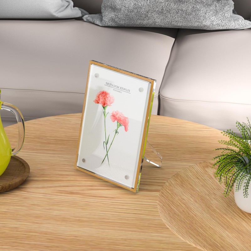 Hexsonhoma Acrylic 3.5x5 Picture Frame with Gold Edge Pack of