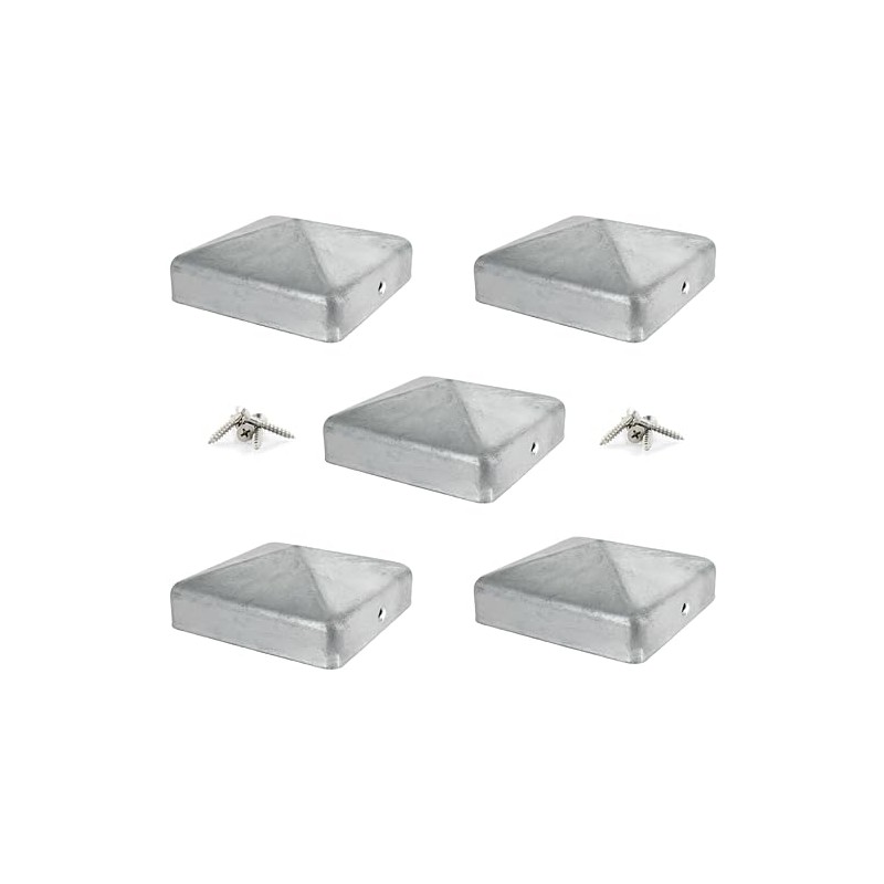 IRONTITE® 5 Pack Metal Fence Post Caps 3x3 Galvanised, Newel