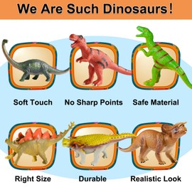 Tepsmigo Soft Dinosaur Toys for Kids 3-5, Dinosaur Toys for Kids Toddlers - 6Pack Jumbo Dinosaur Toys, Jurassic Dinosaurs T-Rex Velociraptor Triceratops..., Perfect Dinosaur Toys for Kids 3-5, 5-7