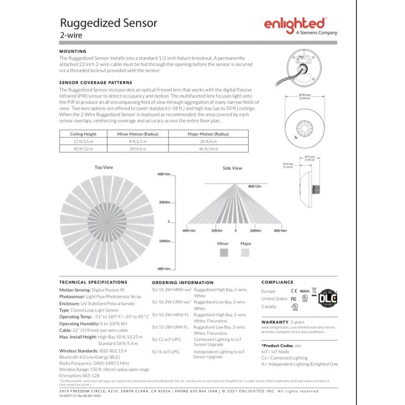 Enlighted Ruggedized Outdoor Sensor #SU-5S-2W-LRW