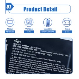 Dentsing AP18C4K 11.4V 48Wh/4200mAh Laptop Battery Compatible with Acer Aspire 3 A315-42 A315-54 Aspire 5 A514-52 A515-43 A515-44G A515-52K A515-54 Swift S40-51 SF314-41 SF314-57 Series Notebook
