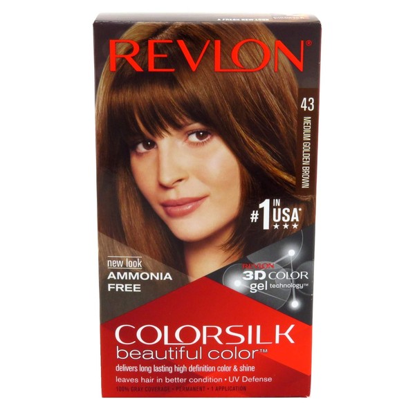 Revlon ColorSilk Hair Color [43] Medium Golden Brown 1 ea (Pack of 6)