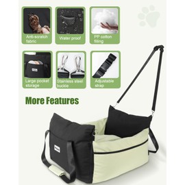 Wagjoy Dog Carseat for Small Dogs – Harness-Compatible Pet Travel Accessory, Portable Travel Bed & Pet Car Carrier Bag, Easy Install, Washable Dog Booster Seat for Small Dogs