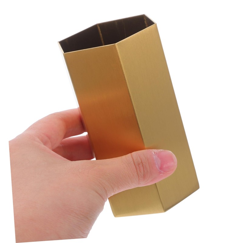 LALAFINA Stainless Steel Pen Holder Hexagonal Pencil Cup Minimalist Stationery