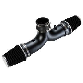 Rtunes Racing DUAL Short Ram Air Intake Kit + Filter Combo BLACK PIPE AND BLACK Compatible For 02-08 Dodge Ram / 04-07 Dodge Dakota/Durango / 04-07 Jeep Liberty 3.7L 4.7L with DUAL(2) Filters