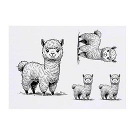 4 x 'Happy Baby Alpaca' Temporary Tattoos - Water Resistant, Skin-Safe, Non-Toxic Transfers, Mixed Sizes (TO00081328)