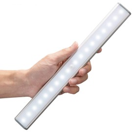 MOSTON 18 LED Schranklicht,Wandlicht,USB,Wiederaufladbar,Bewegungsmelder mit Sensor,mit Schalter,tragbares Licht,Nachtlicht,ohne Kabel,magnetisch,Lichtleiste(Silber)