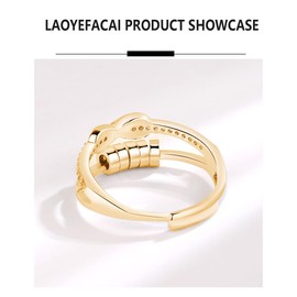 LAOYEFACAI Anxiety Ring Silver Spinning Fidget Rings with Beads Band Ring Fidget Rings for Thin Stackable Rings Anti Stress Ring for Women Men Daughter, Copper, No