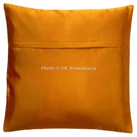 DK Homewares Ethnic Sofa Decorative Cushion Cover 40 x 40 cm Brocade Gold Jacquard Weave Cushion Covers Boho Style Zip Mandala Bohemian Square Cushion Cover - 1 Piece (Cover Only)