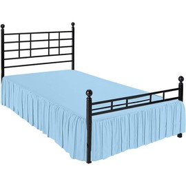 Ruffled Bed Skirt with Split Corners,Full Dust Ruffle 18 inch Drop, 100% Microfiber Bedskirt with Platform Three Sided Coverage Ruffled Gathering Bed Skirts for Full Beds,Light Blue