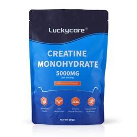 Luckycare Creatine Monohydrate Powder 500G, 5000mg Per Serving, Micronized Creatine, Pure Unflavored Creatine Powder Support Muscles, Cellular Energy - Vegan | Non-GMO | Gluten-Free