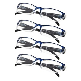 4-pack Rectangular Reading Glasses with Spring Hinges Includes Sunshine Readers