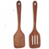 LorisArm Cherry Wood Spatula Turner Set, 12-Inch Wooden Spatula Slotted