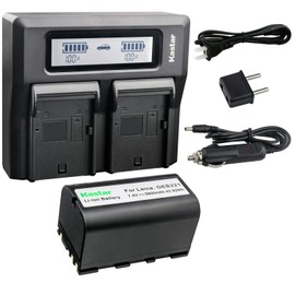 Kastar 1 Pack Battery and LCD Dual Fast Charger for Leica 724117 733269 733270 T733270 772806 Leica GEB221 Leica ATX900 ATX1200 ATX1230 CS10 CS15 GS20 GNSS Receiver GPS900 GPS1200 GRX1200 GX1200 VIA