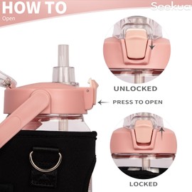 Seekua 64 oz Glass Water Bottle with Straw and Time Marker, Half Gallon Large Motivational Borosilicate Glass Drinking Bottle with Silicone Boot and Sleeve