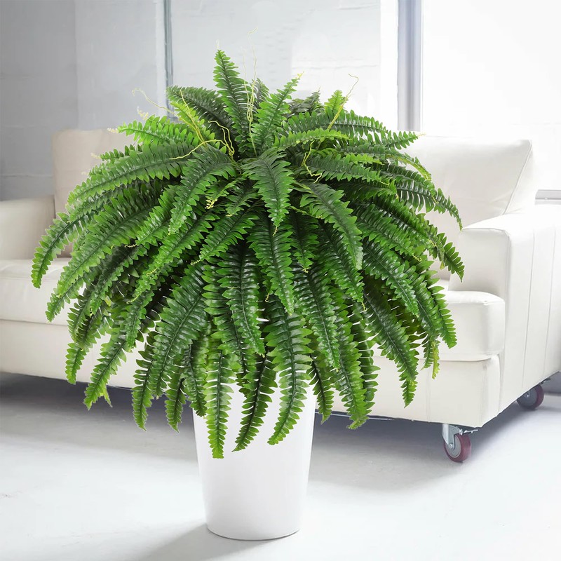 Single Silky Artificial Boston Fern Bush, 49Inch Large Artificial Ferns