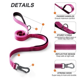 TwoEar Dog Leash, Heavy Duty Rope Leash with 2 Padded Handle – Pet Training Lead Double Handle for Traffic Control Safety, Perfect for Large Medium or Small Dog