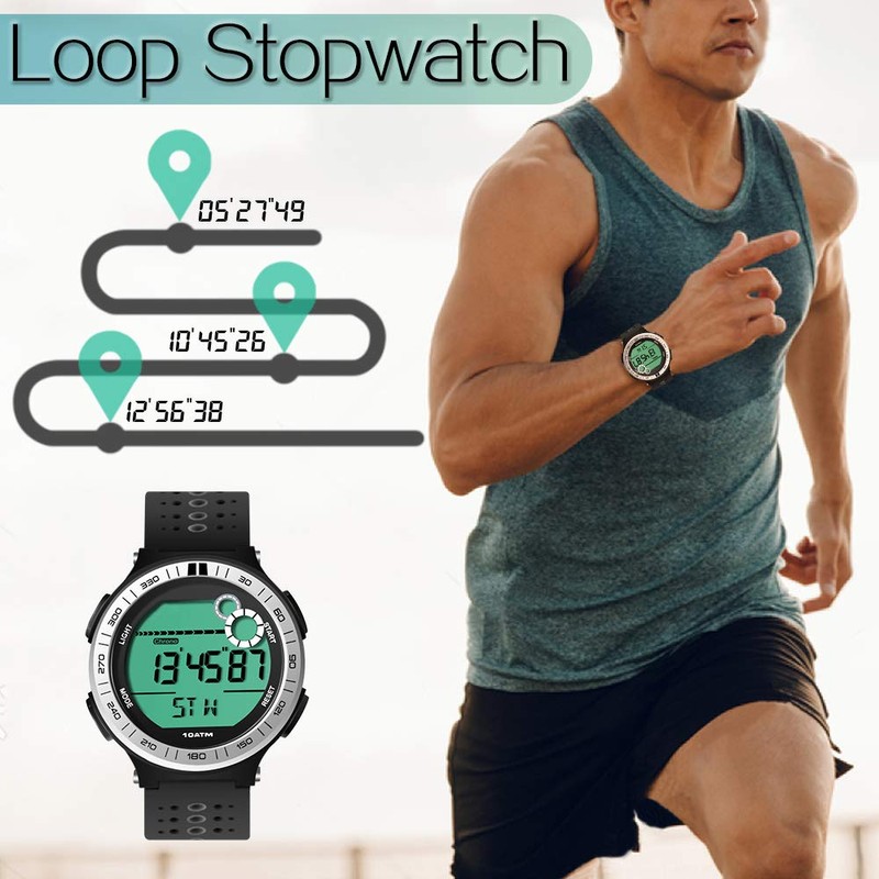 100M Underwater Watch for Men Boys Pedometer Waterproof Swim Watch