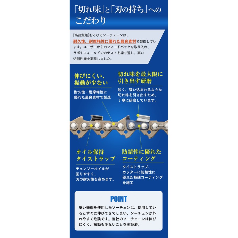 High Quality Version, MUTOHIRO Saw Chain, Compatible with 21BPX-76E, Chainsaw