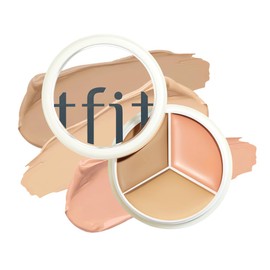 TFIT Cover Up Pro Concealer Palette - 3-in-1 Full Coverage Color Correcting Cream (Hydrating, 02 Warm, 0.52 Oz) for Dark Circles, Spots, Puffiness - High Coverage Eye Corrector for All Skin Tones