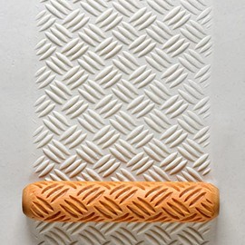 MKM Pottery Tools Wood Big Hand Rollers for Clay (BHR-01 Diagonal Basketweave)