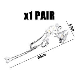 1 Pair of Elf Earrings, Clip-On Earrings, Women's Earrings Without Piercing, Women's Silver Earrings, Elf Ear Jewelry, Elf Wing Earrings, Suitable for Prom, Carnival, Cosplay Party