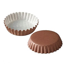 FBAPTC09030S-150 Pet Cup Round Shape 3.5 x Height 1.2 inches (9.0 cm) x Height 1.2 inches (3.0 cm) (Brown Plate), 150 Sheets for Bread, Paper, Pure White Pet Baking Mold