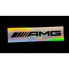 Mercedes TWO 5” Mercedes AMG Decal Sticker Black & Holographic GLOSSY BOGO FREE Limited