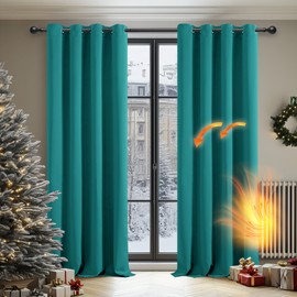Deconovo Deconovo Super Soft Solid Thermal Insulated Blackout Curtains for Bedroom Eyelet 55x87 Inch Two Panels Turquoise