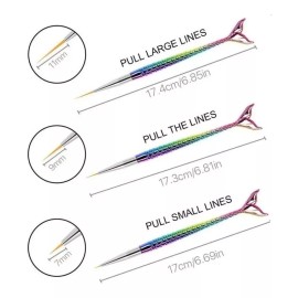 Xiaoya 3 Pinceles Liner Fino Mano Alzada Nail Art Decora Uñas Gel