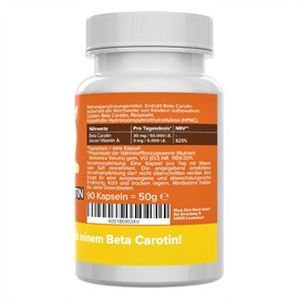 Vitamineule® Beta Carotene Capsules - 50,000 iU. / 30 mg - High Dose - Quality from Germany - Laboratory Tested - Vegan - No Additives - Natural Vitamin A - Small Capsules Instead of Tablets