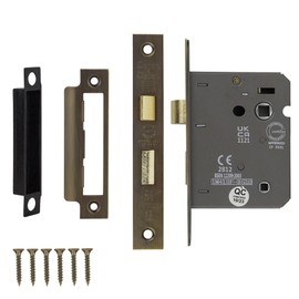 Decoranddecor Bathroom Mortice Lock - 3inch / 76mm - Antique Brass - Fire Rated - UKCA & CE Approved