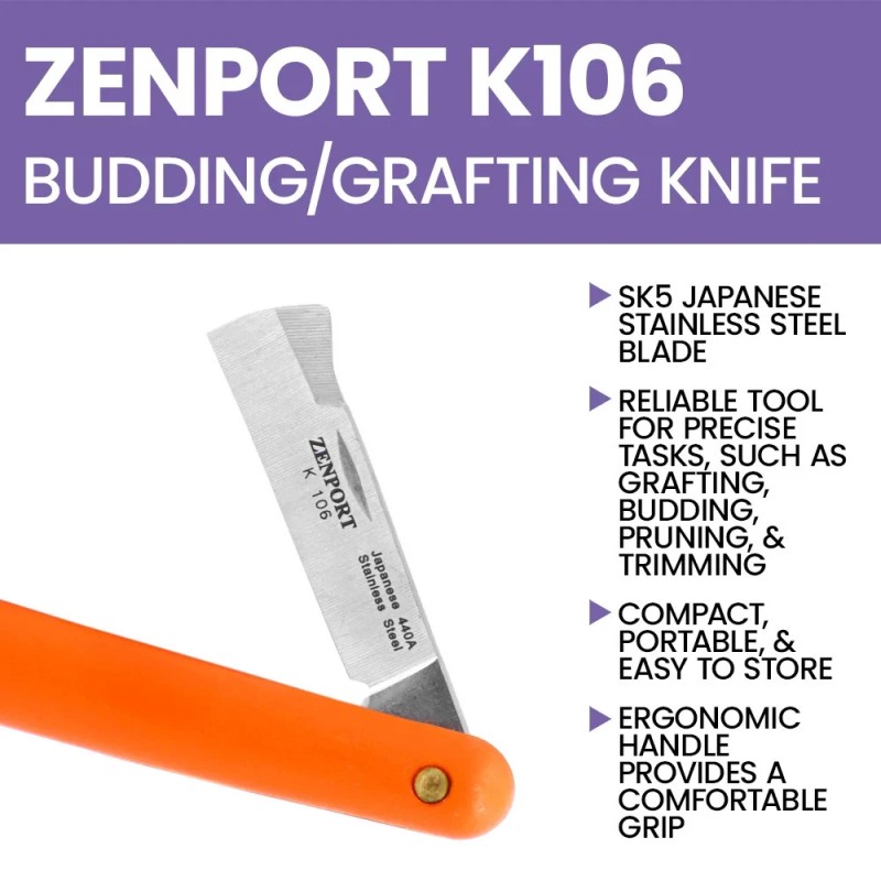 Zenport K106 Budding & Grafting Folding Knife, 2.25 Inch Blade