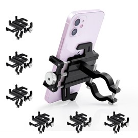 NineLeaf 6PK Bike Phone Mount Holder, Aluminum Motorcycle Phone Mount, Handlebar Mount Phone Holder 90°180°270°360°Rotating for Exercise Bike Ebike Scooter Camera Friendly Suitable for2.2-3.7" Phones