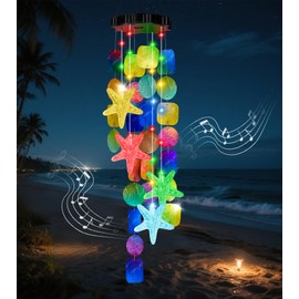 (New) Solar Wind Chime for Outside, Solar Hanging Wind Chime Lights for Holiday Garden Yard Window, Shell Lights Gift for Grandma Mom Women Wife Grils - Multicolor