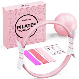 Pilates Ring Set for Women - Home Workout Pilates Equipment with Resistance Bands, 14'' Magic Circle, Mini Ball, Pilates Starter Kit for Strength, Toning and Flexibility, Workout Guide Included