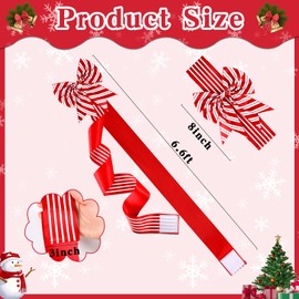 Lonfliness 6Pcs Christmas Cabinet Ribbons Large Bows for Christmas Cabinet Door Red White Bow Xmas Candy Cane Bows and Ribbon for Kitchen Cupboard Winter Holiday Party Home Decor Favor Supplies Gifts