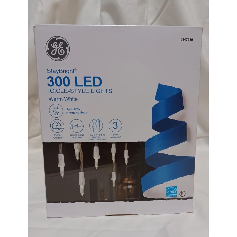 GE Staybright 300 LED Icicle Style Lights- Warm White in/outdoor